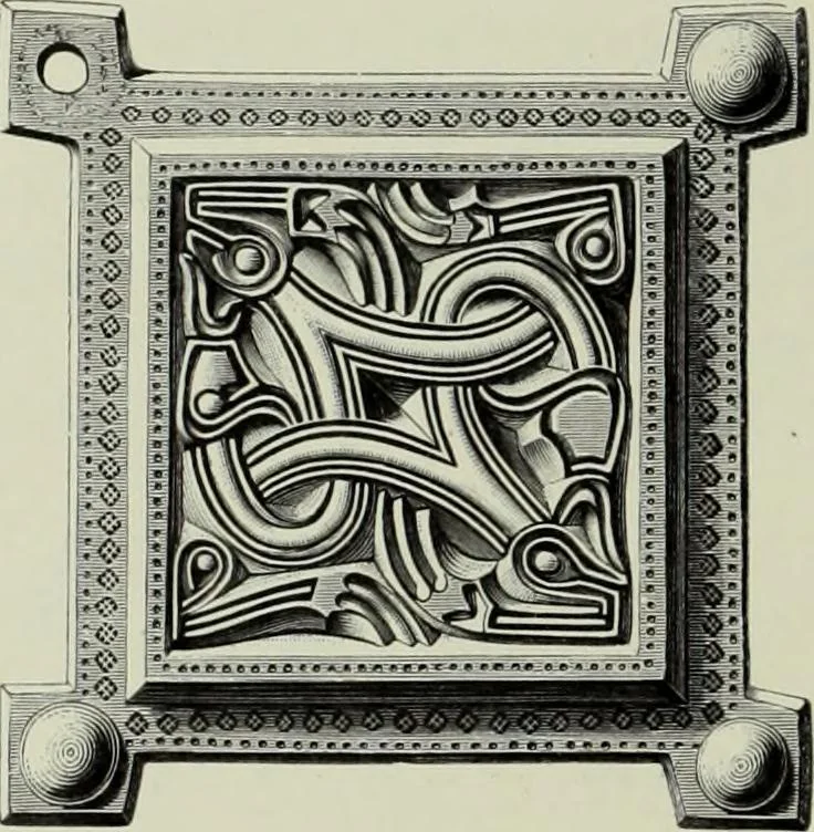 An illustration from Die altgermanische thierornamentik; typologische studie über germanische metallgegenstände aus dem IV. bis IX. jahrhundert, nebst einer studie über irische ornamentik, 1904, leaf 265