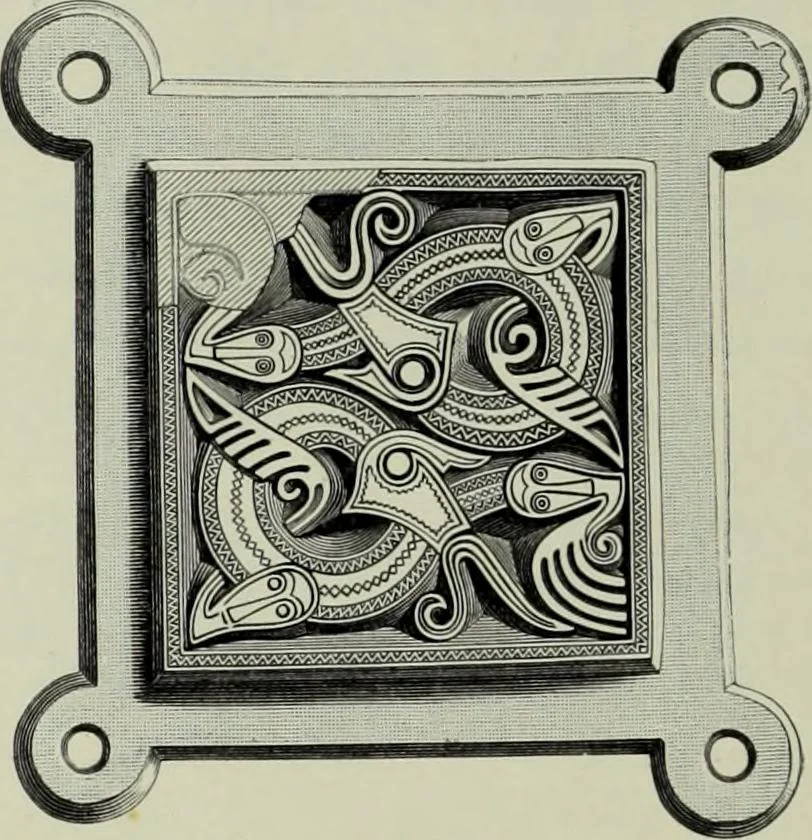 An illustration from Die altgermanische thierornamentik; typologische studie über germanische metallgegenstände aus dem IV. bis IX. jahrhundert, nebst einer studie über irische ornamentik, 1904, leaf 265