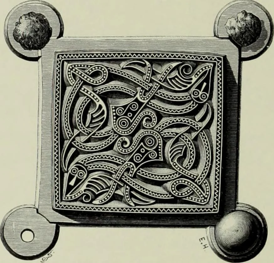 An illustration from Die altgermanische thierornamentik; typologische studie über germanische metallgegenstände aus dem IV. bis IX. jahrhundert, nebst einer studie über irische ornamentik, 1904, leaf 265