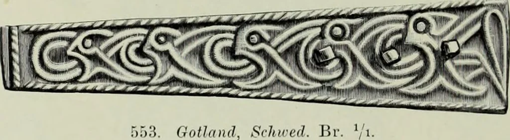 An illustration from Die altgermanische thierornamentik; typologische studie über germanische metallgegenstände aus dem IV. bis IX. jahrhundert, nebst einer studie über irische ornamentik, 1904, leaf 267