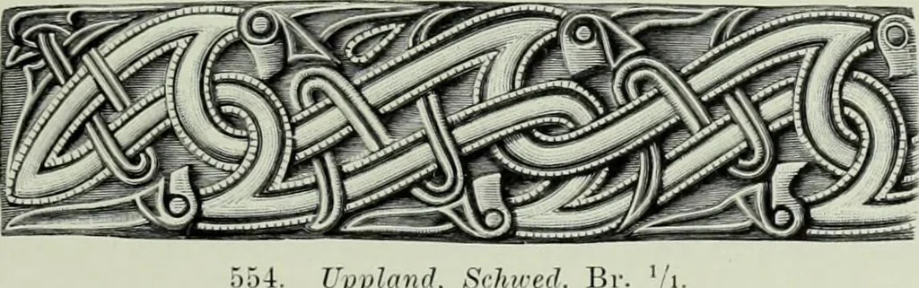 An illustration from Die altgermanische thierornamentik; typologische studie über germanische metallgegenstände aus dem IV. bis IX. jahrhundert, nebst einer studie über irische ornamentik, 1904, leaf 268