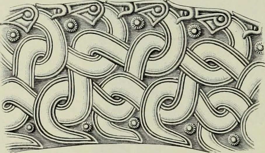 An illustration from Die altgermanische thierornamentik; typologische studie über germanische metallgegenstände aus dem IV. bis IX. jahrhundert, nebst einer studie über irische ornamentik, 1904, leaf 269