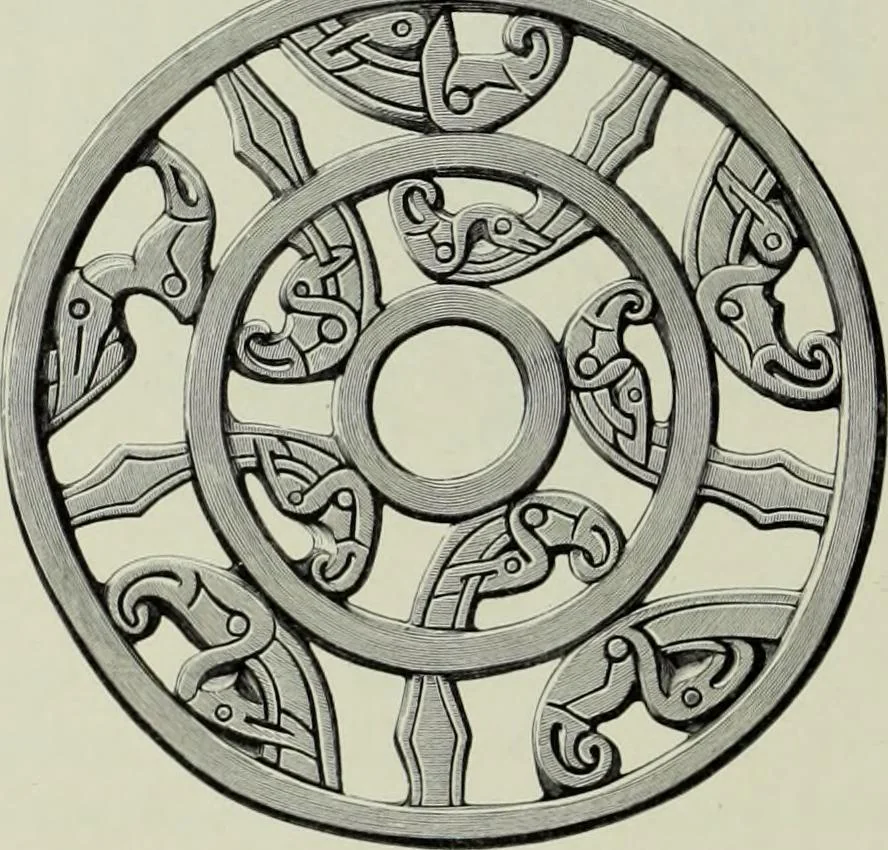 An illustration from Die altgermanische thierornamentik; typologische studie über germanische metallgegenstände aus dem IV. bis IX. jahrhundert, nebst einer studie über irische ornamentik, 1904, leaf 271
