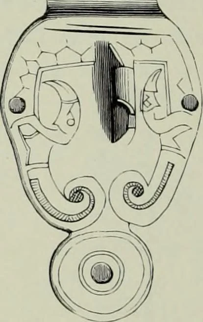 An illustration from Die altgermanische thierornamentik; typologische studie über germanische metallgegenstände aus dem IV. bis IX. jahrhundert, nebst einer studie über irische ornamentik, 1904, leaf 271
