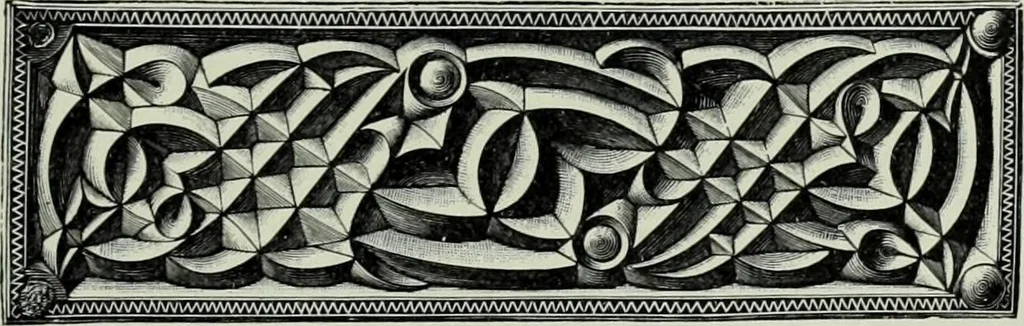 An illustration from Die altgermanische thierornamentik; typologische studie über germanische metallgegenstände aus dem IV. bis IX. jahrhundert, nebst einer studie über irische ornamentik, 1904, leaf 272