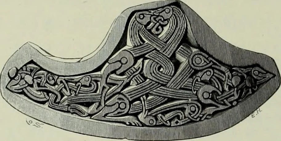 An illustration from Die altgermanische thierornamentik; typologische studie über germanische metallgegenstände aus dem IV. bis IX. jahrhundert, nebst einer studie über irische ornamentik, 1904, leaf 273