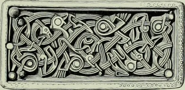 An illustration from Die altgermanische thierornamentik; typologische studie über germanische metallgegenstände aus dem IV. bis IX. jahrhundert, nebst einer studie über irische ornamentik, 1904, leaf 274