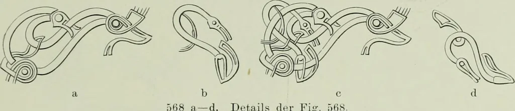 An illustration from Die altgermanische thierornamentik; typologische studie über germanische metallgegenstände aus dem IV. bis IX. jahrhundert, nebst einer studie über irische ornamentik, 1904, leaf 274