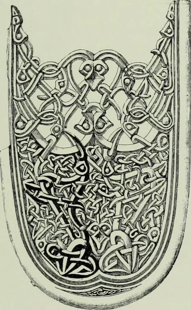 An illustration from Die altgermanische thierornamentik; typologische studie über germanische metallgegenstände aus dem IV. bis IX. jahrhundert, nebst einer studie über irische ornamentik, 1904, leaf 276