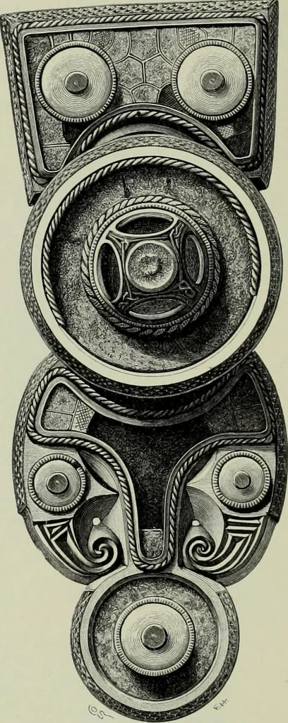 An illustration from Die altgermanische thierornamentik; typologische studie über germanische metallgegenstände aus dem IV. bis IX. jahrhundert, nebst einer studie über irische ornamentik, 1904, leaf 277