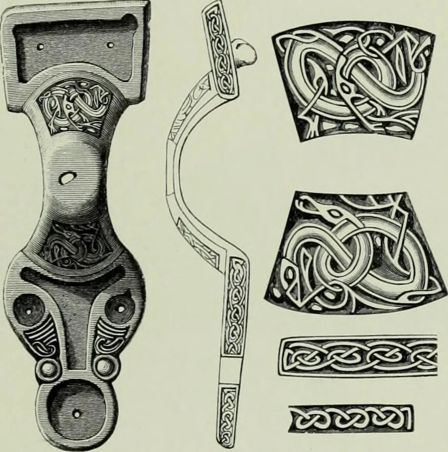 An illustration from Die altgermanische thierornamentik; typologische studie über germanische metallgegenstände aus dem IV. bis IX. jahrhundert, nebst einer studie über irische ornamentik, 1904, leaf 278