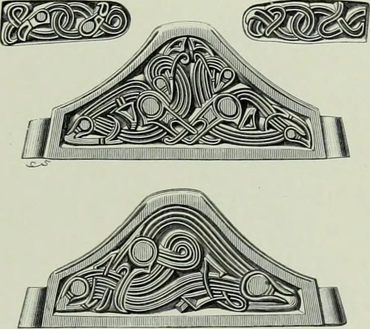 An illustration from Die altgermanische thierornamentik; typologische studie über germanische metallgegenstände aus dem IV. bis IX. jahrhundert, nebst einer studie über irische ornamentik, 1904, leaf 280