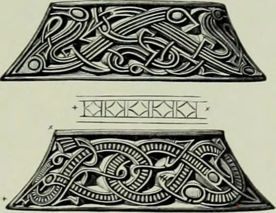 An illustration from Die altgermanische thierornamentik; typologische studie über germanische metallgegenstände aus dem IV. bis IX. jahrhundert, nebst einer studie über irische ornamentik, 1904, leaf 280