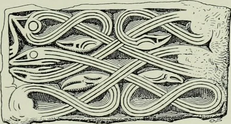 An illustration from Die altgermanische thierornamentik; typologische studie über germanische metallgegenstände aus dem IV. bis IX. jahrhundert, nebst einer studie über irische ornamentik, 1904, leaf 280