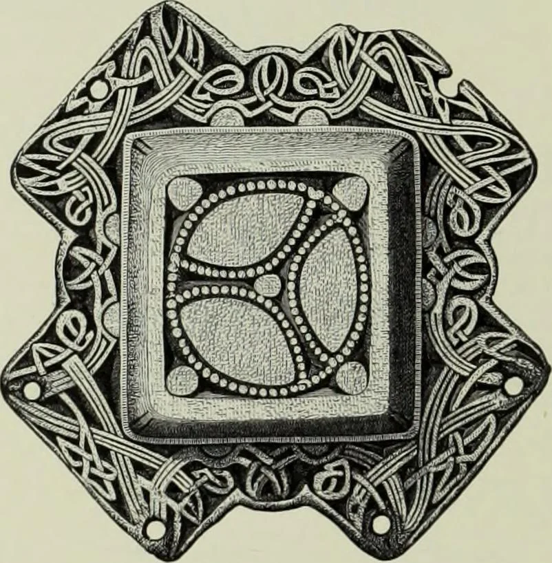 An illustration from Die altgermanische thierornamentik; typologische studie über germanische metallgegenstände aus dem IV. bis IX. jahrhundert, nebst einer studie über irische ornamentik, 1904, leaf 281