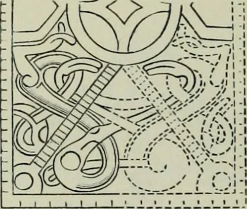 An illustration from Die altgermanische thierornamentik; typologische studie über germanische metallgegenstände aus dem IV. bis IX. jahrhundert, nebst einer studie über irische ornamentik, 1904, leaf 281