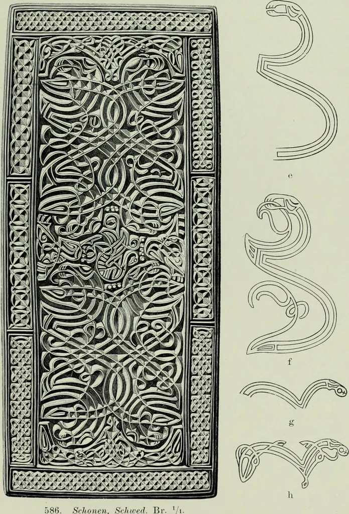 An illustration from Die altgermanische thierornamentik; typologische studie über germanische metallgegenstände aus dem IV. bis IX. jahrhundert, nebst einer studie über irische ornamentik, 1904, leaf 282