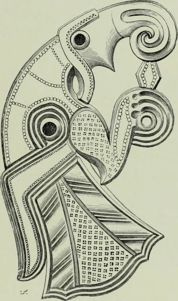 An illustration from Die altgermanische thierornamentik; typologische studie über germanische metallgegenstände aus dem IV. bis IX. jahrhundert, nebst einer studie über irische ornamentik, 1904, leaf 286