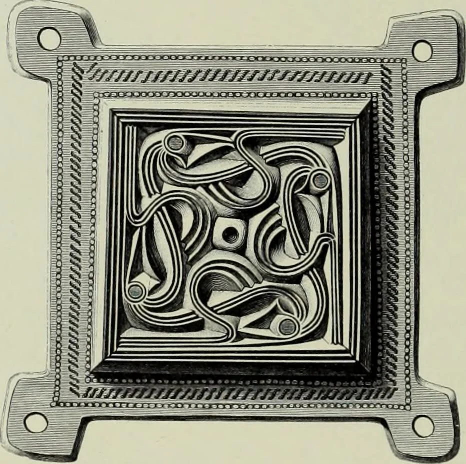 An illustration from Die altgermanische thierornamentik; typologische studie über germanische metallgegenstände aus dem IV. bis IX. jahrhundert, nebst einer studie über irische ornamentik, 1904, leaf 287