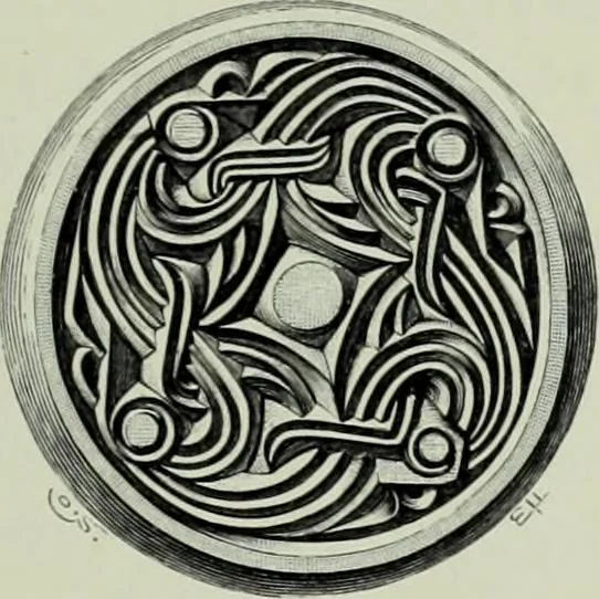 An illustration from Die altgermanische thierornamentik; typologische studie über germanische metallgegenstände aus dem IV. bis IX. jahrhundert, nebst einer studie über irische ornamentik, 1904, leaf 288