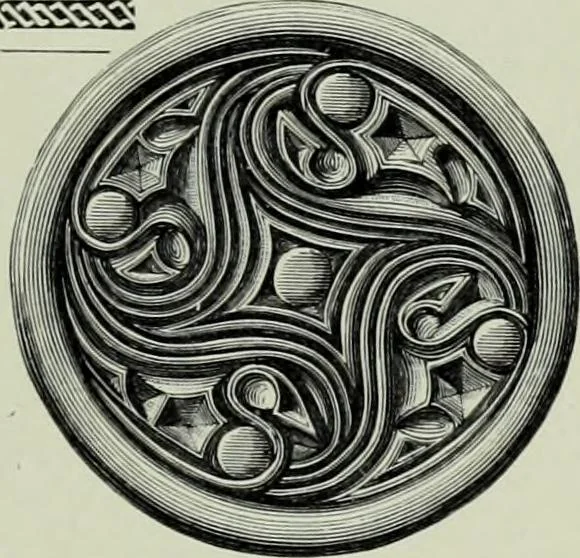 An illustration from Die altgermanische thierornamentik; typologische studie über germanische metallgegenstände aus dem IV. bis IX. jahrhundert, nebst einer studie über irische ornamentik, 1904, leaf 288