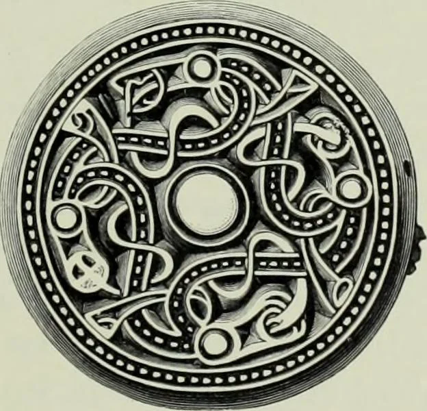 An illustration from Die altgermanische thierornamentik; typologische studie über germanische metallgegenstände aus dem IV. bis IX. jahrhundert, nebst einer studie über irische ornamentik, 1904, leaf 288