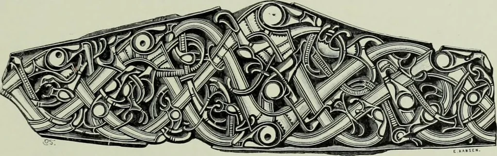 An illustration from Die altgermanische thierornamentik; typologische studie über germanische metallgegenstände aus dem IV. bis IX. jahrhundert, nebst einer studie über irische ornamentik, 1904, leaf 294