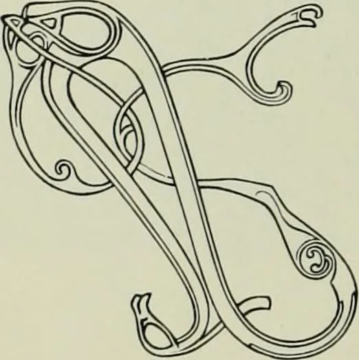 An illustration from Die altgermanische thierornamentik; typologische studie über germanische metallgegenstände aus dem IV. bis IX. jahrhundert, nebst einer studie über irische ornamentik, 1904, leaf 295