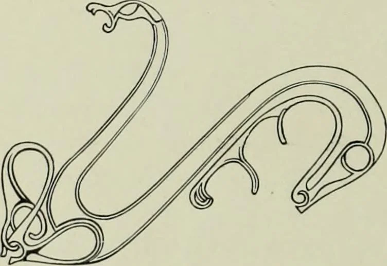 An illustration from Die altgermanische thierornamentik; typologische studie über germanische metallgegenstände aus dem IV. bis IX. jahrhundert, nebst einer studie über irische ornamentik, 1904, leaf 295