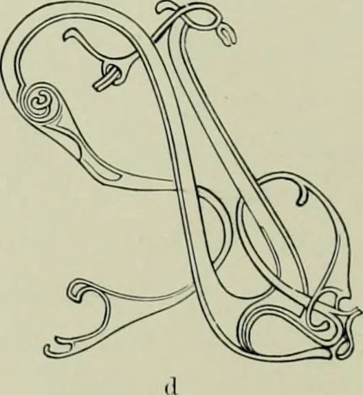An illustration from Die altgermanische thierornamentik; typologische studie über germanische metallgegenstände aus dem IV. bis IX. jahrhundert, nebst einer studie über irische ornamentik, 1904, leaf 295