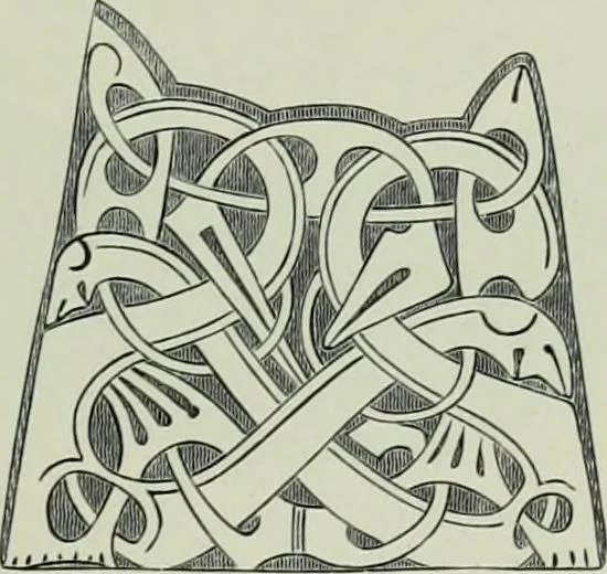 An illustration from Die altgermanische thierornamentik; typologische studie über germanische metallgegenstände aus dem IV. bis IX. jahrhundert, nebst einer studie über irische ornamentik, 1904, leaf 298