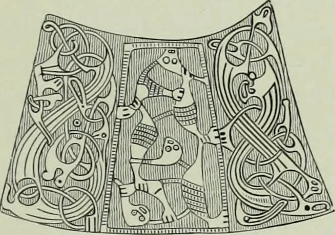 An illustration from Die altgermanische thierornamentik; typologische studie über germanische metallgegenstände aus dem IV. bis IX. jahrhundert, nebst einer studie über irische ornamentik, 1904, leaf 302