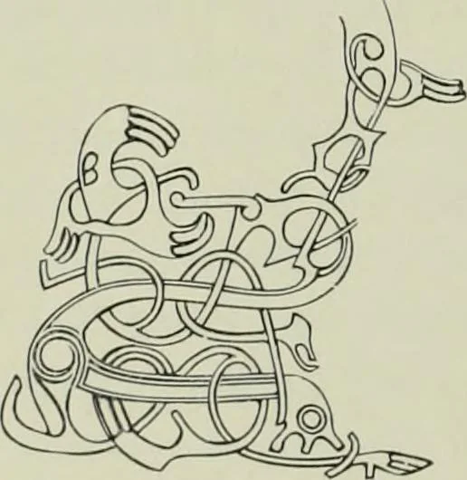 An illustration from Die altgermanische thierornamentik; typologische studie über germanische metallgegenstände aus dem IV. bis IX. jahrhundert, nebst einer studie über irische ornamentik, 1904, leaf 305
