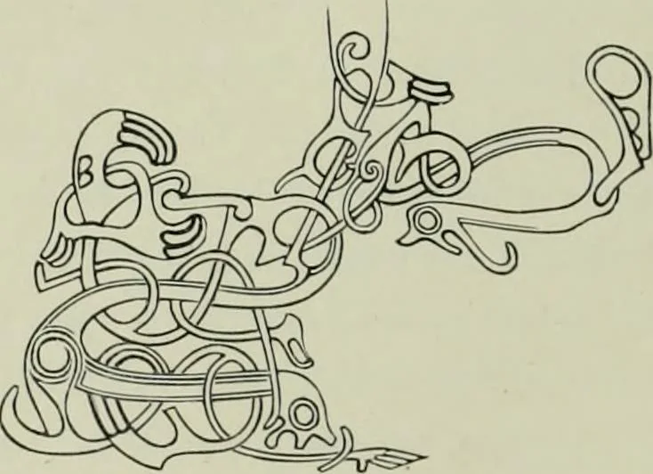 An illustration from Die altgermanische thierornamentik; typologische studie über germanische metallgegenstände aus dem IV. bis IX. jahrhundert, nebst einer studie über irische ornamentik, 1904, leaf 305