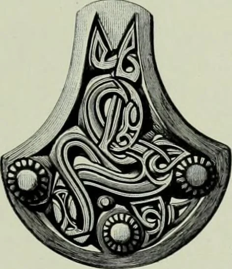 An illustration from Die altgermanische thierornamentik; typologische studie über germanische metallgegenstände aus dem IV. bis IX. jahrhundert, nebst einer studie über irische ornamentik, 1904, leaf 306
