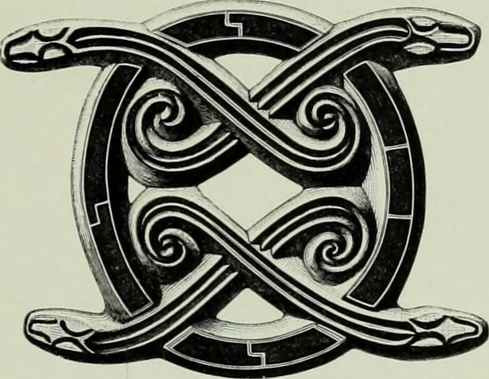 An illustration from Die altgermanische thierornamentik; typologische studie über germanische metallgegenstände aus dem IV. bis IX. jahrhundert, nebst einer studie über irische ornamentik, 1904, leaf 306