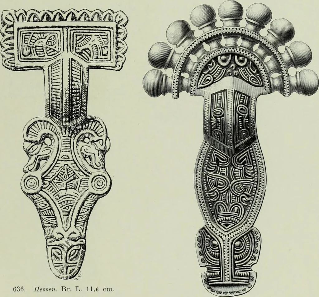 An illustration from Die altgermanische thierornamentik; typologische studie über germanische metallgegenstände aus dem IV. bis IX. jahrhundert, nebst einer studie über irische ornamentik, 1904, leaf 312
