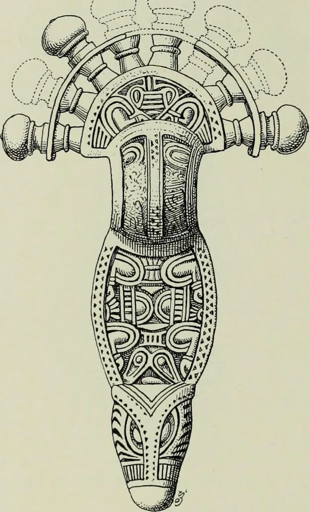 An illustration from Die altgermanische thierornamentik; typologische studie über germanische metallgegenstände aus dem IV. bis IX. jahrhundert, nebst einer studie über irische ornamentik, 1904, leaf 313