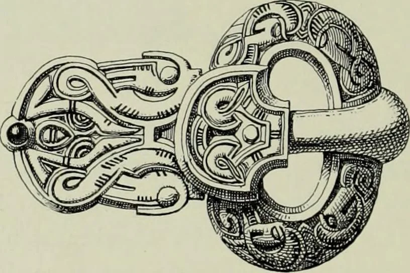 An illustration from Die altgermanische thierornamentik; typologische studie über germanische metallgegenstände aus dem IV. bis IX. jahrhundert, nebst einer studie über irische ornamentik, 1904, leaf 325