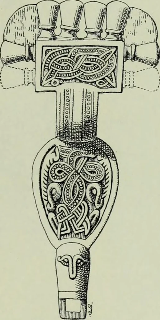 An illustration from Die altgermanische thierornamentik; typologische studie über germanische metallgegenstände aus dem IV. bis IX. jahrhundert, nebst einer studie über irische ornamentik, 1904, leaf 328