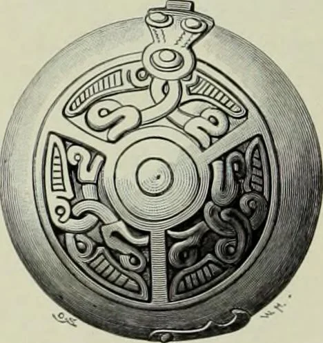 An illustration from Die altgermanische thierornamentik; typologische studie über germanische metallgegenstände aus dem IV. bis IX. jahrhundert, nebst einer studie über irische ornamentik, 1904, leaf 329