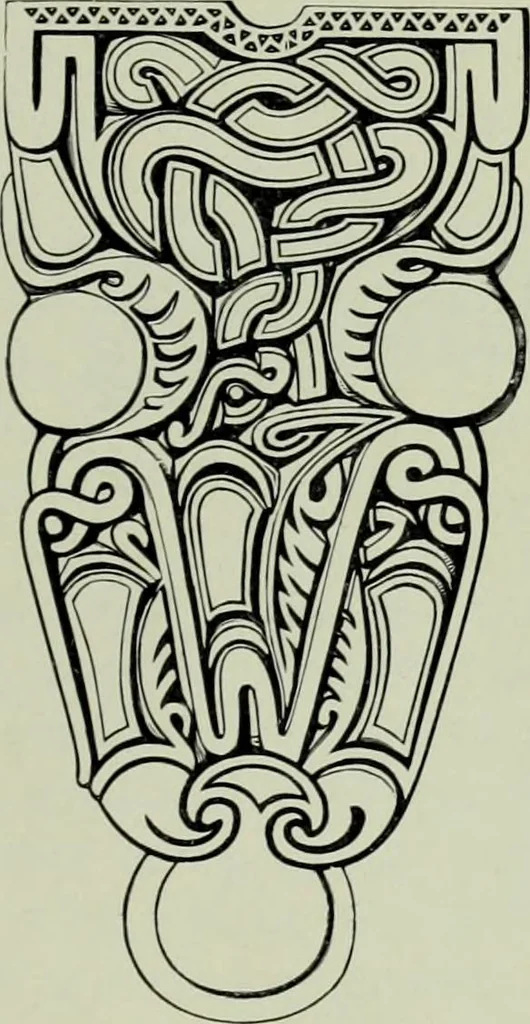 An illustration from Die altgermanische thierornamentik; typologische studie über germanische metallgegenstände aus dem IV. bis IX. jahrhundert, nebst einer studie über irische ornamentik, 1904, leaf 330