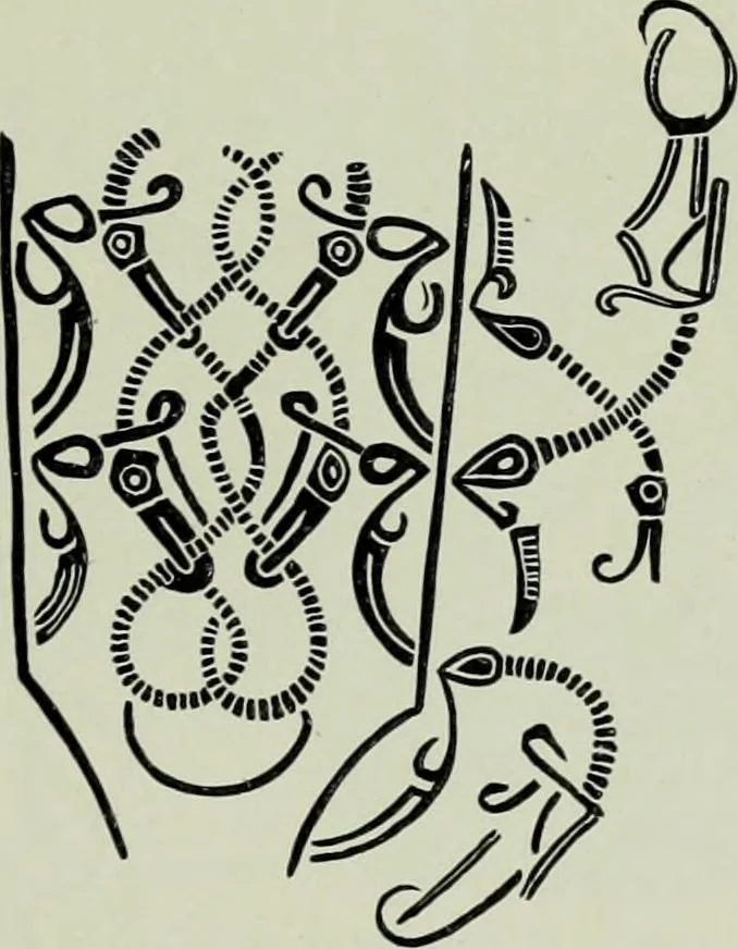 An illustration from Die altgermanische thierornamentik; typologische studie über germanische metallgegenstände aus dem IV. bis IX. jahrhundert, nebst einer studie über irische ornamentik, 1904, leaf 334