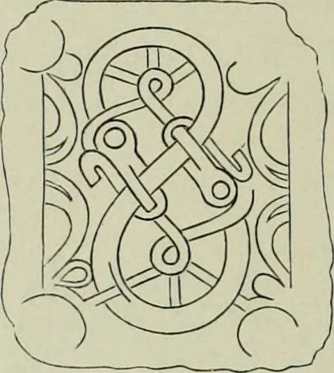 An illustration from Die altgermanische thierornamentik; typologische studie über germanische metallgegenstände aus dem IV. bis IX. jahrhundert, nebst einer studie über irische ornamentik, 1904, leaf 335