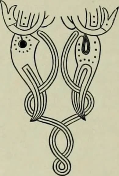 An illustration from Die altgermanische thierornamentik; typologische studie über germanische metallgegenstände aus dem IV. bis IX. jahrhundert, nebst einer studie über irische ornamentik, 1904, leaf 337