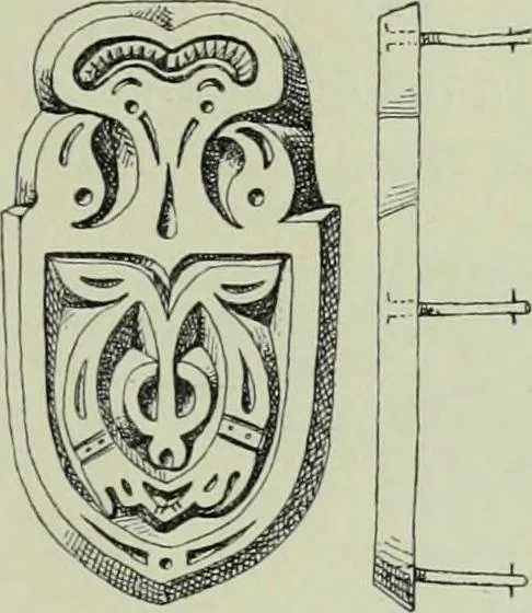 An illustration from Die altgermanische thierornamentik; typologische studie über germanische metallgegenstände aus dem IV. bis IX. jahrhundert, nebst einer studie über irische ornamentik, 1904, leaf 338