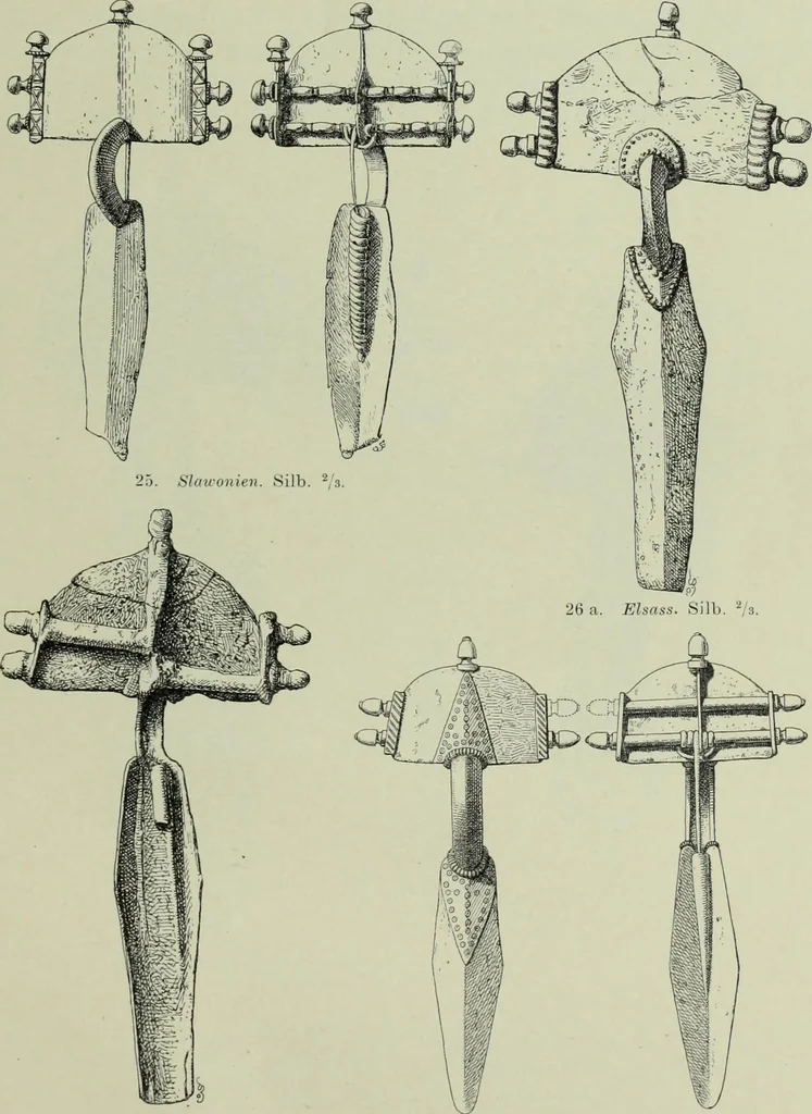 An illustration from Die altgermanische thierornamentik; typologische studie über germanische metallgegenstände aus dem IV. bis IX. jahrhundert, nebst einer studie über irische ornamentik, 1904, leaf 34