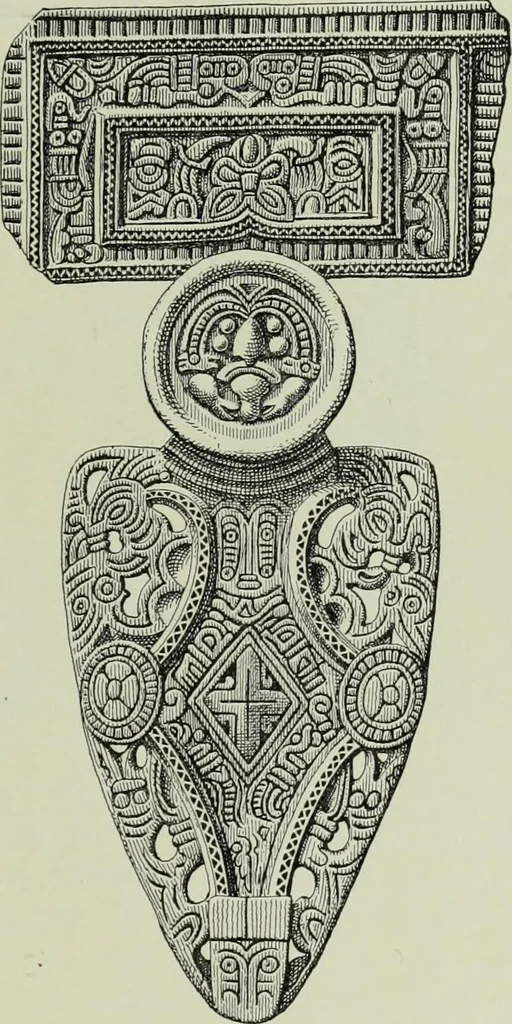 An illustration from Die altgermanische thierornamentik; typologische studie über germanische metallgegenstände aus dem IV. bis IX. jahrhundert, nebst einer studie über irische ornamentik, 1904, leaf 340