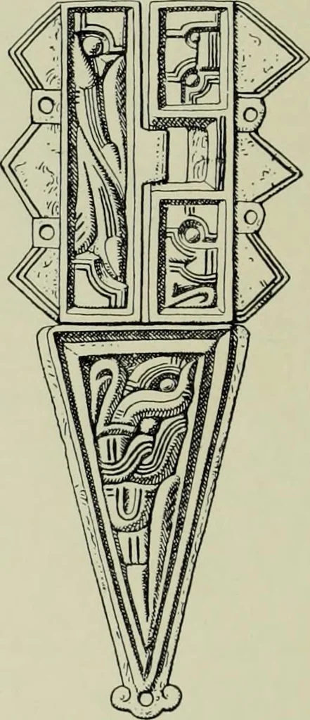 An illustration from Die altgermanische thierornamentik; typologische studie über germanische metallgegenstände aus dem IV. bis IX. jahrhundert, nebst einer studie über irische ornamentik, 1904, leaf 343