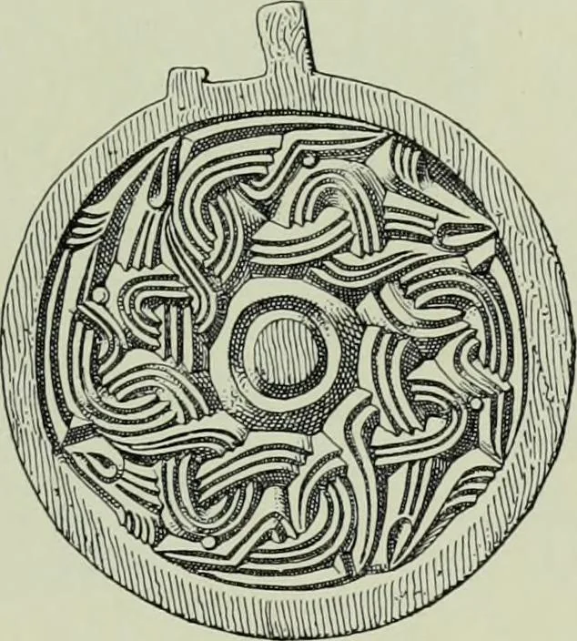 An illustration from Die altgermanische thierornamentik; typologische studie über germanische metallgegenstände aus dem IV. bis IX. jahrhundert, nebst einer studie über irische ornamentik, 1904, leaf 344